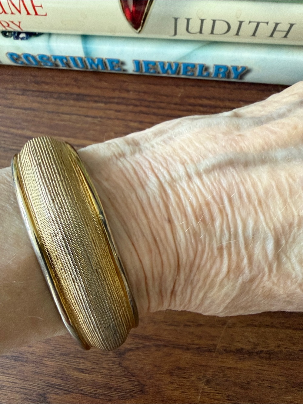 Vintage Monet Gold Tone Ribbed Clamper Bracelet. Circa 60’s 70’s.